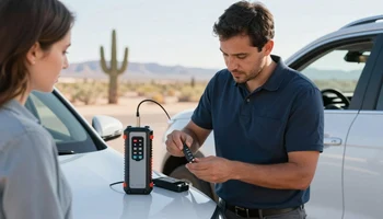 Mobile car key replacement service in Phoenix making a new key on site