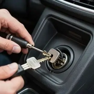 Mobile locksmith repairing a car ignition cylinder in Phoenix